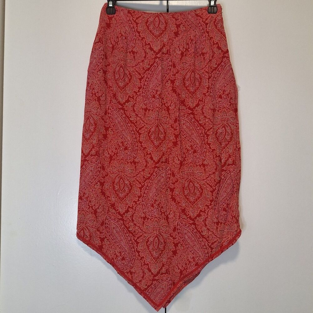 Harold's Vintage Red Paisley Pointed Hem Skirt 90s Size 2